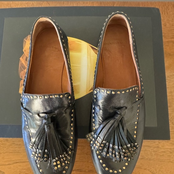 Laurence Bras Black Leather Studded Tassel Loafers 37 - Picture 3 of 8